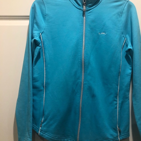 Lauren by Ralph Lauren Zipper top NWOT size-S sky blue - Picture 3 of 7